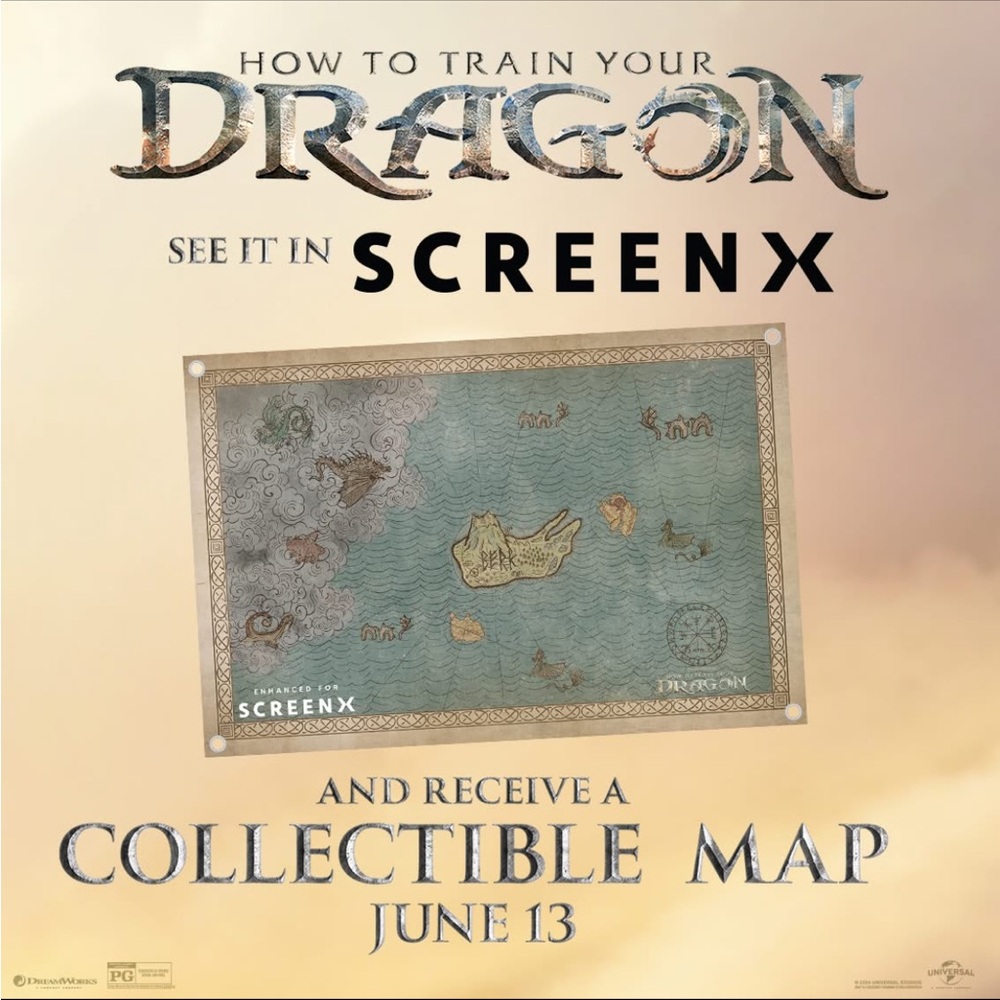 How To Train Your Dragon Movie Map 2025 LIMITED Screen X Berk Cloth Map 🐉